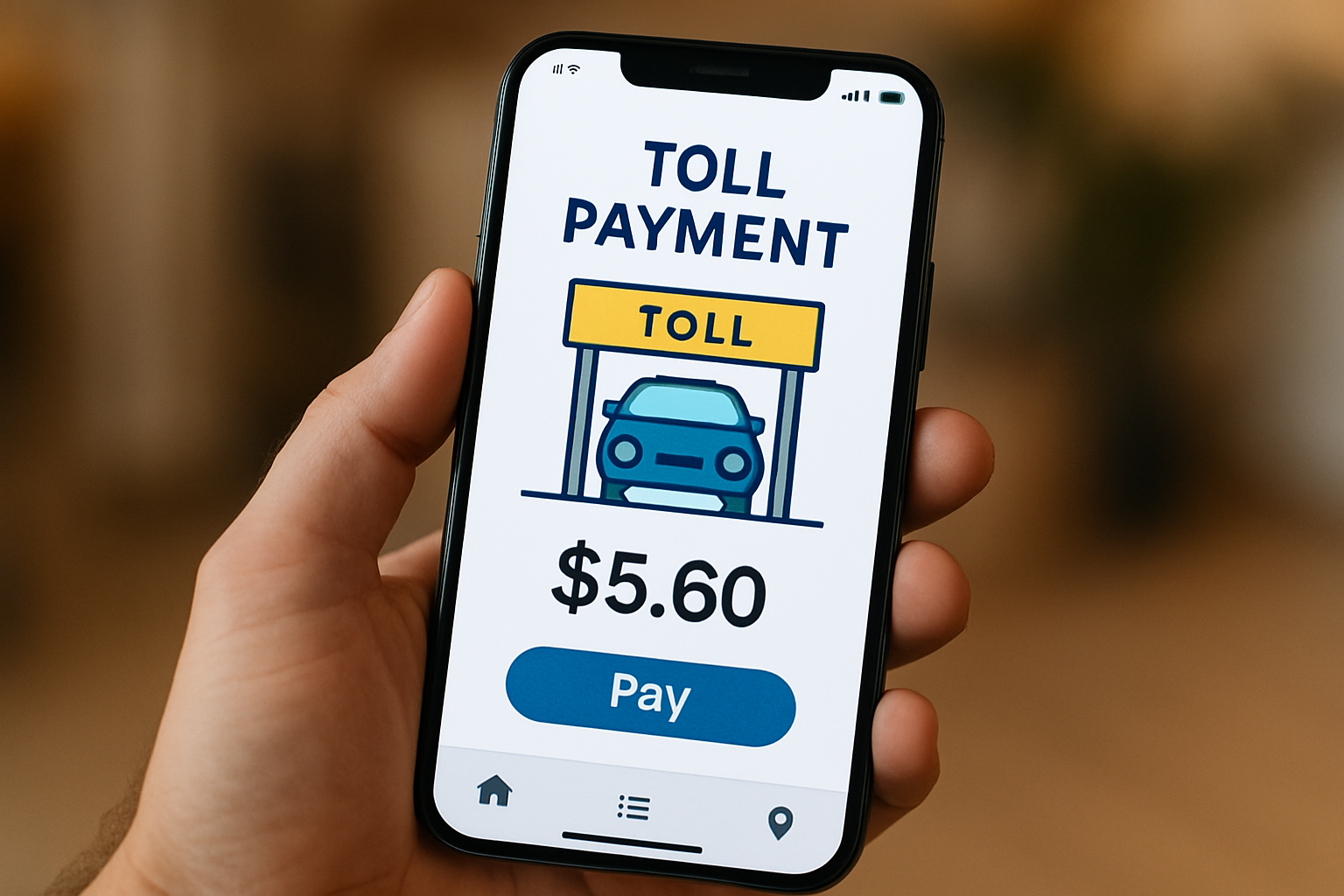 Smartphone displaying toll payment app